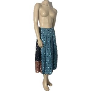 NWT Paul Smith Silk Midi Skirt polkadot black blue pink